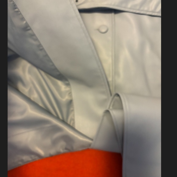 Zara light blue belted faux leather trench coat NWT - Picture 4 of 15